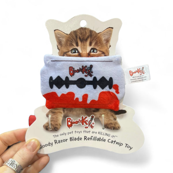 Bloody Razor Blade Refillable NO Stuffing Catnip Toy MrsCopyCat