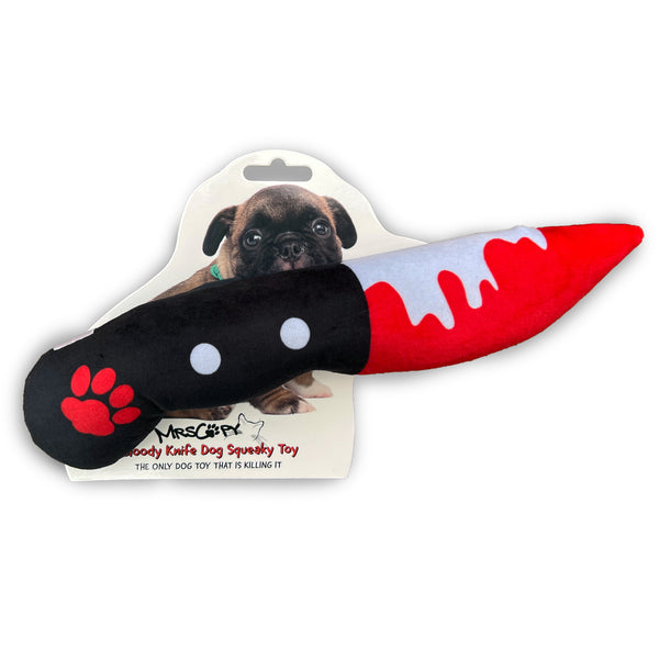Bloody Knife Dog Squeaky & Crinkle Toy MrsCopyCat