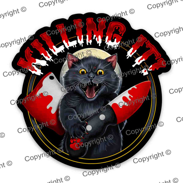 Killing It! Black Cat DIE Cut Sticker MrsCopyCat
