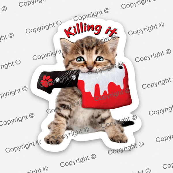 Killing It Kitten DIE Cut Sticker CLEAVER MrsCopyCat