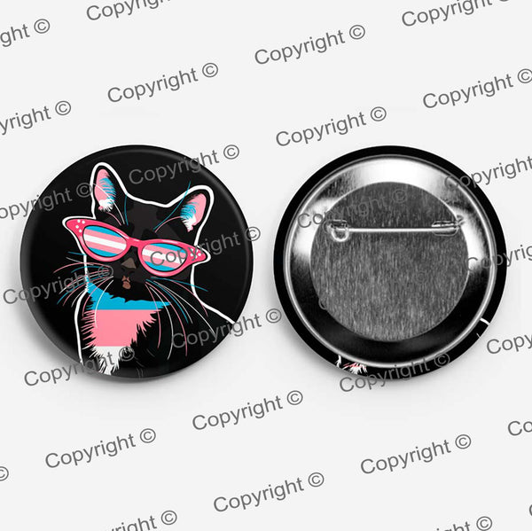 LGBTQ Cat Pin Back Button PALOMA MrsCopyCat